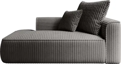 Produktbild von Chaiselongue für Linkshänder aus anthrazitfarbenem, breit gestreiftem Cord - PINETA