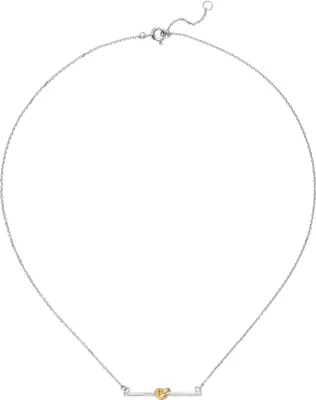 Produktbild von Collier Halskette Knoten 925 Sterling Silber bicolor vergoldet 45 cm Kette
