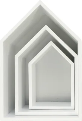 Produktbild von Puckdaddy Hausregal Elise in Grau 3er Set dekorative Regale im Haus Design Kinderzimmer Regal