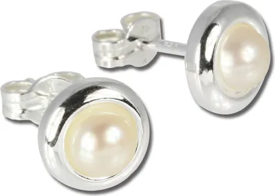 Produktbild von SilberDream Ohrstecker für Damen 925 Silber weiß Perle Ohrringe 8mm SDO500