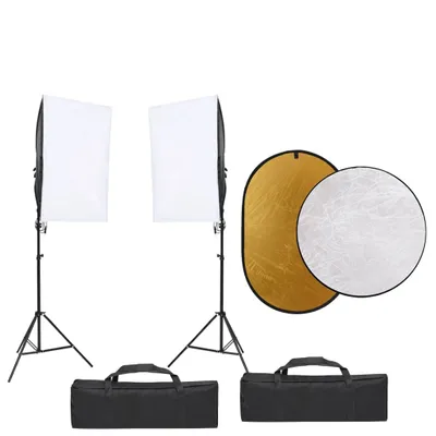 Image de Kit de studio photo avec éclairage toile de fond et réflecteur