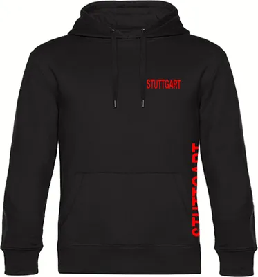 Produktbild von multifanshop Kapuzen Sweatshirt - Stuttgart - Brust & Seite, schwarz, Größe L