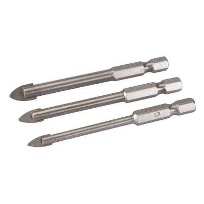 Obrázok produktu pre SILVERLINE - Vrták do dlaždíc a skla 1/4" šesťhranná stopka, 3 ks