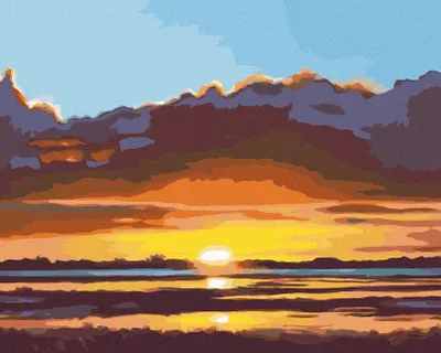 Produktbild von Zuty - Malen nach Zahlen - UNTERGEHENDE SONNE AM WASSER (D. RUSTY RUST), 40x50 cm, mit Keilrahmen (bereits gespannt)