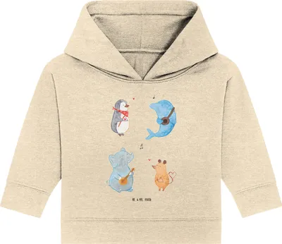 Produktbild von Mr. & Mrs. Panda Organic Baby Hoodie Big Band 12. - 18. Monat - Natural Raw - Geschenk, Lustige Sprüche, Gitarre, Kapuzensweatshirt, Musik, Elefant, Kapuzenshirt, Delfin