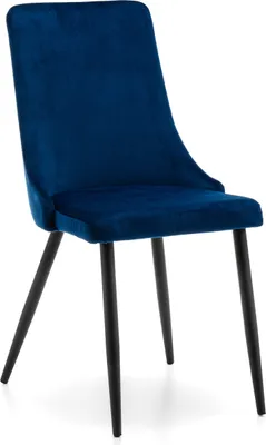 Produktbild von NEW HOME Stuhl UNO Esszimmerstuhl gepolsterter Wohnzimmerstuhl - dunkelblau - moderne Samt Velours Möbel