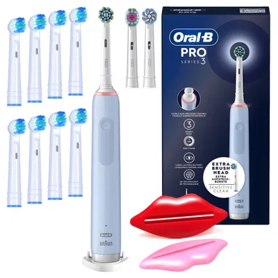 Produktbild von Elektrische Zahnbürste Oral-B Pro 3 3770 – Blau – 11 Aufsteckbürsten – Timer – 3 Modi