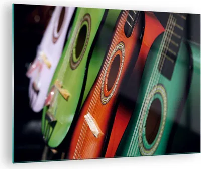 Produktbild von Bilder auf glas - Gitarre Musik Instrument - 70x50cm - Glasbilder - Wandbilder - Kunstdruck - zum Aufhängen bereit - Wanddekoration aus Glas - Glas Bilder - Wandbild auf Glas - GAA70x50-2113