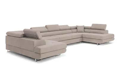 Produktbild von Ecksofa mit Schlaffunktion und Bettkasten PASTI XXL U-Form, Couch, Eckcouch für Ihr Wohnzimmer, Helles Taupe