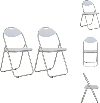 Image de vidaXL Chaise de salle à manger pliante 2 pcs. Blanc Similicuir - Chaise de salle à manger
