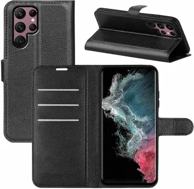 Image de Pour Samsung Galaxy S23 Ultra Etui de téléphone portable Noir Etui en similicuir Cover Case Protection Nouveau