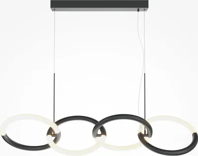 Immagine prodotto di Lampada a sospensione a LED, anelli in metallo, nero, 4 fiamme