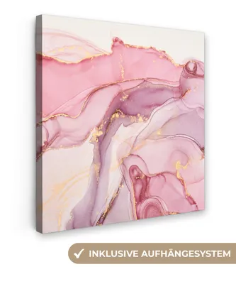 Obrázek produktu pro OneMillionCanvasses® - Plátno - Zlatá - Mramor - Růžová, nástěnná malba, nástěnné dekorace obrazy obývací pokoj, 90x90cm