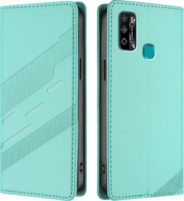 Produktbild von Hülle für Infinix Hot 9 Play/Hot 10 Play/Hot 11 Play, Kunstleder Brieftaschen Handyhülle mit Kartenfach und Standfunktion Türkis