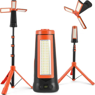 Image de Lampe de camping télescopique - Lanterne LED - Batterie rechargeable de 9000 mAh - Étanche - Pliable - Orange