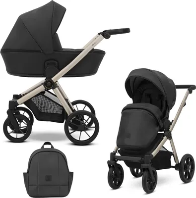 Produktbild von Kinderwagen Kunert Brav 2in1 – Champagnerfarbene Rahmen – Farbe: Black Eco