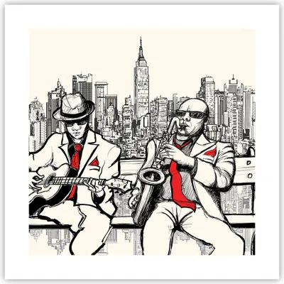 Produktbild von Poster - Poster ohne Rahmen - Jazz Musik Musiker - 40x40 cm - Wand Bild - Wanddeko - Wandbilder - Kunstposter - Wandposter - Bilder - Kunstdruck - Wanddekoration - Wandbild - P2XAC40x40-3599