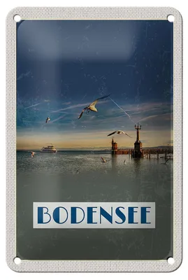 Produktbild von Blechschild Reise 12x18cm Bodensee Deutschland Strand See Möwe Schild