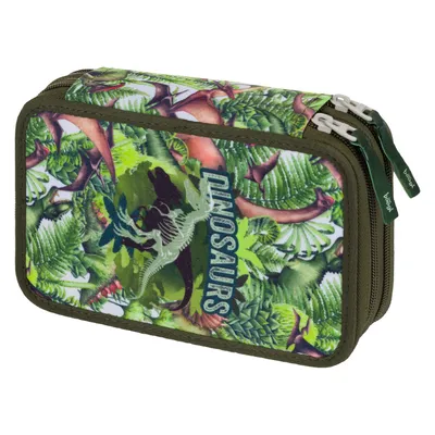 Produktbild von Baagl Federmäppchen für Jungen, Schulmäppchen für Schreibzubehör, Schulsachen Federtasche, Federmappe, 2-Fach Mäppchen für Schule (Dinosaurus)