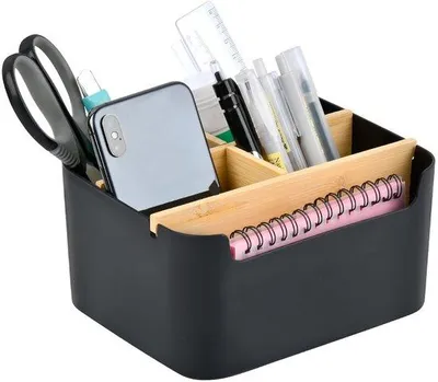 Immagine prodotto di Organizer da scrivania dal design elegante - legno e plastica - 18,2 x 14,8 x 9,2 cm