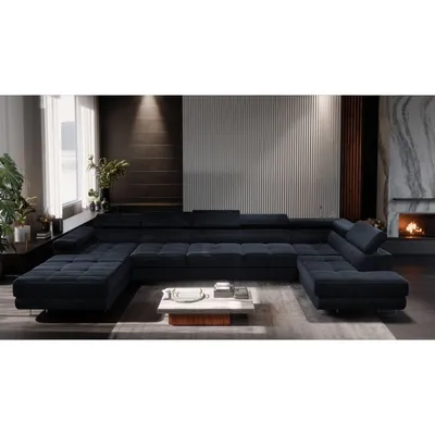 Produktbild von MUFFO Ecksofa U-Form Rechts WILD MAXI U mit Schlaffunktion 125x318 Velours Dunkelgrau