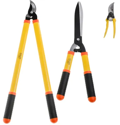 Obrázek produktu pro Sada zahradních nůžek AD6808 - 3 ruční zahradní nůžky - nůžky na živé ploty - nůžky na větve - nůžky na květiny - vhodné pro keře a zelené výhonky