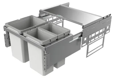 Obrázok produktu pre Naber Cox® Base 360 K/600-3, odpadkový kôš pre predné výsuvy, bez organického veka, svetlosivý, V 360 mm 8012489