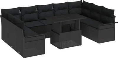 Obrázek produktu pro vidaXL Sada pohovek, 10 kusů, černá, polyratan
