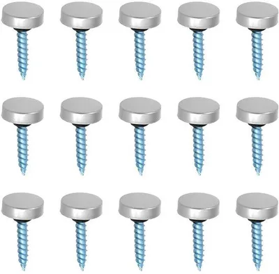 Obrázek produktu pro Sada šroubů RVS pro zrcadla a stoly, 12 mm, hřebíky, krytky