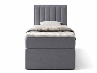 Produktbild von NORDELO Boxspringbett MORFEO 90x200 cm NEW VELO Velvet Grau Komplett-Set gepolstertes Einzelbett mit Stauraum, Matratze und 4 cm Visco-Topper, Bonellfederkernmatratze, T30-Schaum