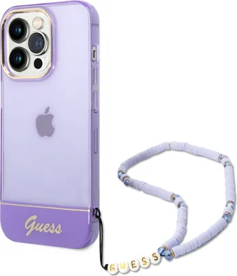 Image de Guess Guhcp14Lhgcohu Iphone 14 Pro 6.1 Purple/Purple Hardcase Translucent Pearl Strap