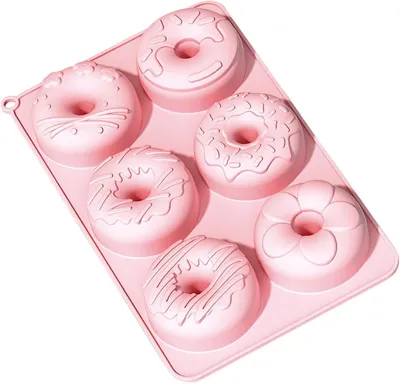 Productafbeelding van Donut Bakvorm - Donutmal - Zelf Donuts Bakken - Antiaanbak Siliconen - 6 Holtes - Grijs