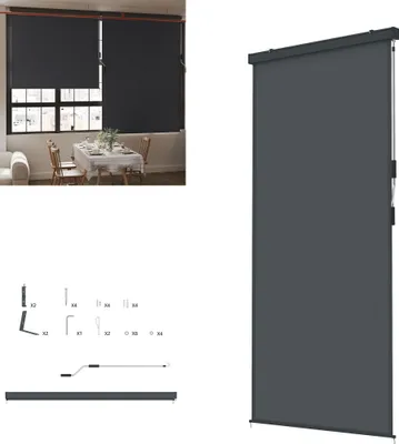 Obrázek produktu pro XIZNI Vertikální markýza Balkónová markýza Ochrana před větrem, ruční klikový mechanismus, odolná proti povětrnostním vlivům, ochrana před UV zářením pro balkóny a terasy, 160 x 250 cm, antracitová