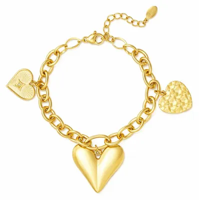 Produktbild von Armband Charm-Armband Dreifachherz Goldfarben  Yehwang (at)