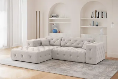 Produktbild von Ecksofa Designersofa CHANTAL in Stoff Moly Creme Ottomane Links