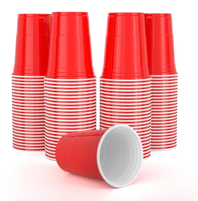 100er-Set Rote Plastikbecher 473 ml – Wiederverwendbare Partybecher