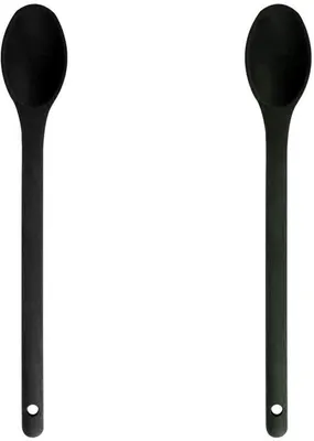 Produktbild von Silikon-Kochlöffel-Set, 2-teilig, hitzebeständig, schwarz, BPA-frei