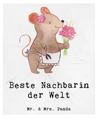 Produktbild von Mr. & Mrs. Panda Kuscheldecke Maus Beste Nachbarin der Welt - Weiß - Geschenk, Bettdecke, Nachbarn, Bettüberwurf, Nachbarschaft, Tagesdecke, Couchdecke, Geschenkidee