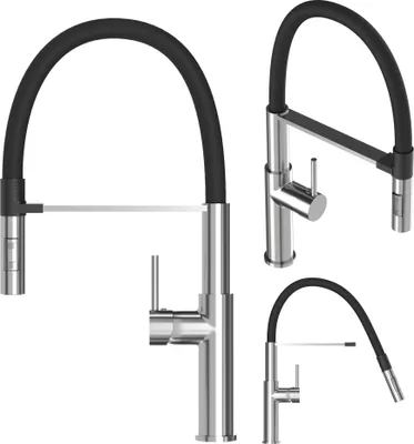 Produktbild von Granitan | Küchenarmatur Soria - Silber - 470 mm Höhe - Flexibler Auslauf - Ausziehbare Brause