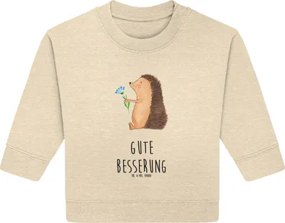 Produktbild von Mr. & Mrs. Panda Organic Baby Pullover Igel Blumen 6. - 12. Monat - Natural Raw - Geschenk, Genesungswünsche, Bullover, Besuch, Lustige Sprüche, Gute Besserung, Krankheit