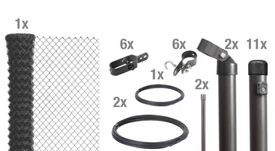 Produktbild von Alberts Maschendrahtzaun Komplettset, zum Einbetonieren | anthrazit-metallic | Höhe 100 cm | Länge 25 m