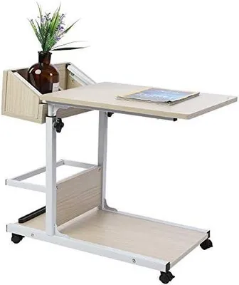 Zdjęcie produktu dla Biurko laptopowe z regulacją wysokości - przenośne - z kółkami - wysokiej jakości MDF - regulowana wysokość 50-80 cm