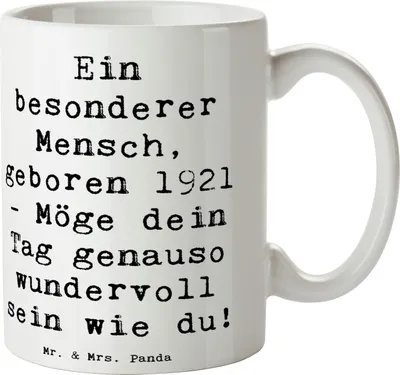 Produktbild von Mr. & Mrs. Panda Kaffeetasse Spruch 1921 Geburtstag - Weiß - Geschenk, Nostalgie, Kaffeebecher, Pott, Becher, Tasse, besonderer Mensch, Geburtstagswünsche, geboren