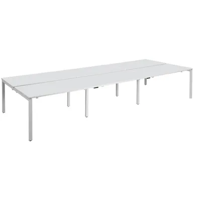 Produktbild von PAPERFLOW easyDesk Doppelschreibtisch weiß rechteckig 4-Fuß-Gestell weiß 360,0 x 166,0 cm