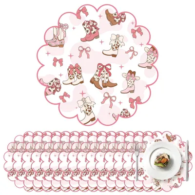 Imagen del producto de Elzusha - 100 individuales de papel para fiesta de vaquera - Decoración desechable
