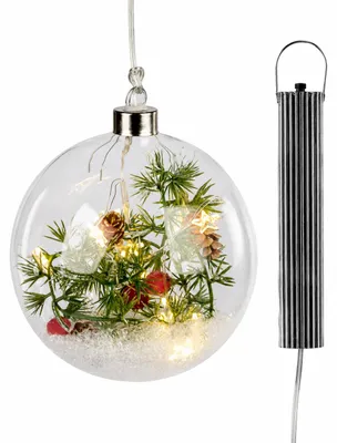 Produktbild von formano LED Hänge Weihnachtskugel 12 cm Glas Timer 6h/18h Weihnachtsdeko