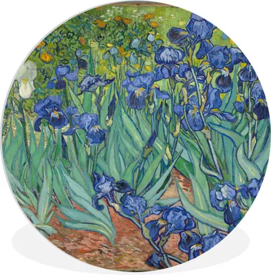 Produktbild von MuchoWow® Rundes Wandbild - Runde Bilder Schwertlilien - Vincent van Gogh Ø 90 cm Kreis Wanddekoration Kunststoff - Wandkreis - Wandschmuck - Wand-Kreis - Wohnzimmer - Bild - Runde - Wanddeko - Dibond - Kunstdrucke