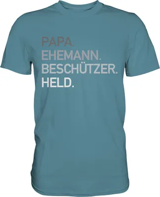 Produktbild von Papa Ehemann Beschützer Held T-Shirt Vatertag Geschenkidee – Stone Blue / S