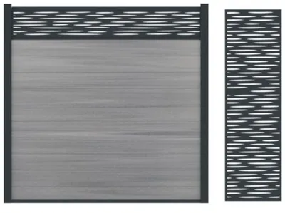 Produktbild von Fiberdeck WPC Boston Dekogitter Lamia Anthrazit 180x180 cm, Sichtschutzzaun, Gartenzaun, Doppelstabmattenzaun, Kunststoffzaun, WPC Zaun, pflegeleicht, witterungsbeständig, montagefreundlich