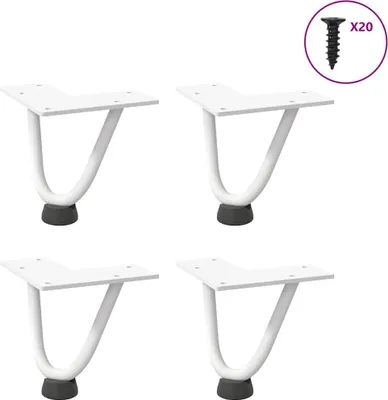 Obrázok produktu pre Nohy do vlasov pre konferenčný stolík 4 ks, biele 10 cm, masívna oceľ